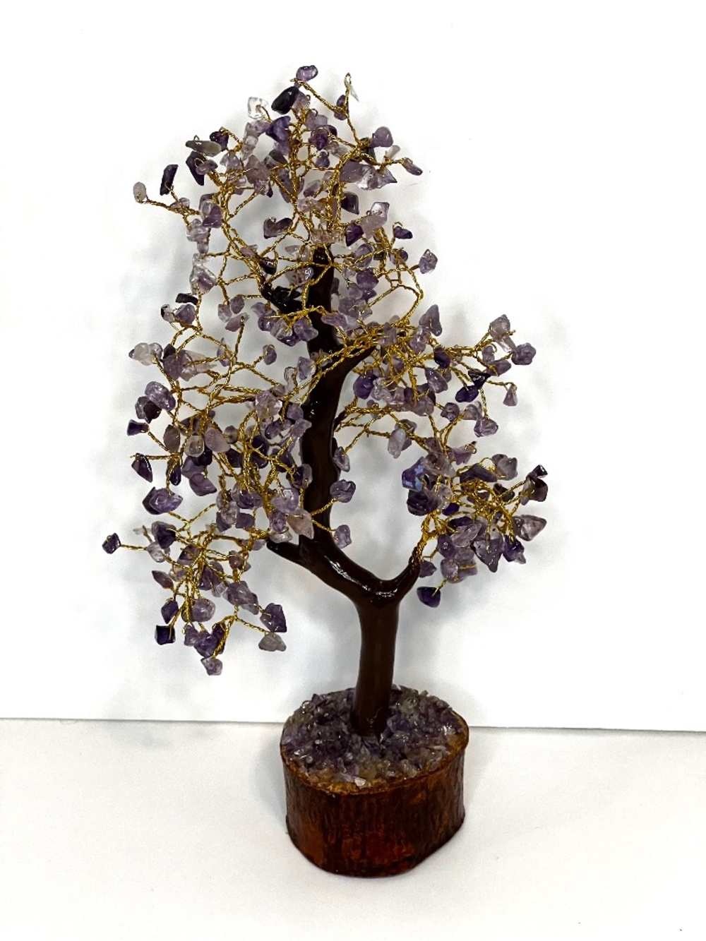 Purple Gemstone Tree Natural Crystal Healing Buddhism Prosperity Feng Shui 9.5”